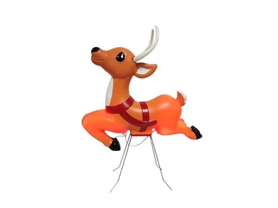 BUDJRZ Reindeer Christmas Blow Mold Antlers & Stand Lighted Home Decor VGT Style