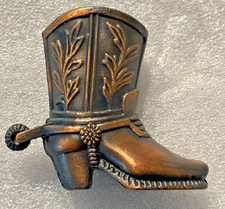 Vintage METAL COWBOY CowGirl BOOT PENCIL SHARPENER Bronze, Country, Farm Life,