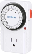 Wengart 24-Hour Mechanical Timer, ETL Listed, 15A, White Finish