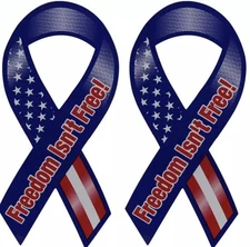 2, Freedom Isn’t Free !!  Support Our Troops,    Salute Ribbon Magnet 🧲 America