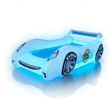 Sleep Racer Dream Car Inflatable Kids Bed with LED Night Single Large Blue