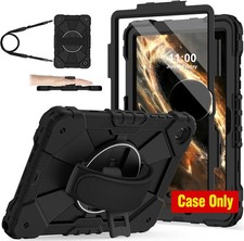 Rugged 360 Rotating Case for Samsung Galaxy Tab A11 Plus 2025 11 Inch, Black Cov