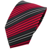 Tigertie Designer Krawatte Rot Anthrazit Schwarz Silber Gestreift - Binder Tie