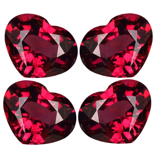 4,27 ct (4 Stück Lot) KALIBRIERTE GRÖSSE (7 x 6 mm) Herzform Rhodolith Granat - Bild 1 von 1