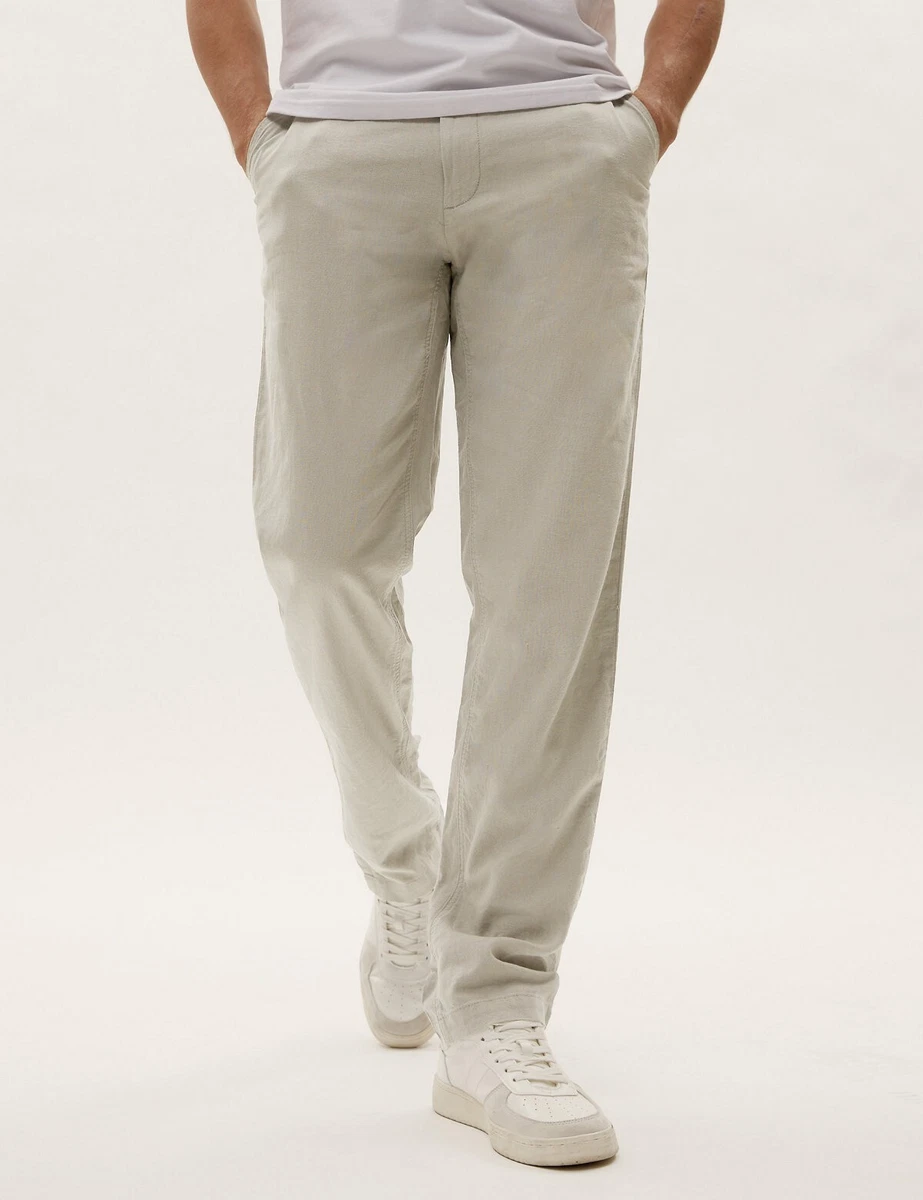 Marks and spencer hotsell white linen trousers