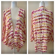 Anthropologie Tye Dye Colorful Kimono Wrap Viscose Boho Multicolor OS