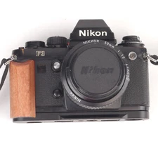 L QR Wood Finger Hand Grip Holder + Alloy Base For Nikon F3 F3T F3HP F3AF Camera
