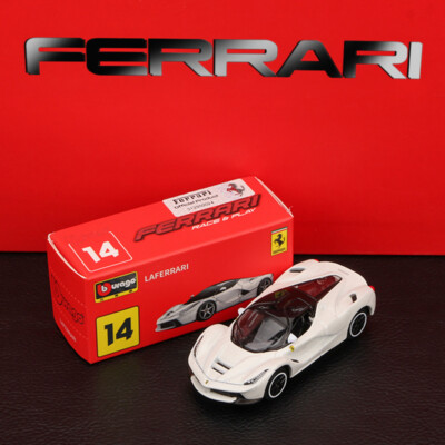 New Bburago 1:64 Ferrari Laferrari White Race & Play Diecast Metal Model Car New