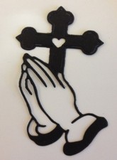  Cardmaking Die Cut Embellisments Praying Hands & Cross Black Card Qty 12