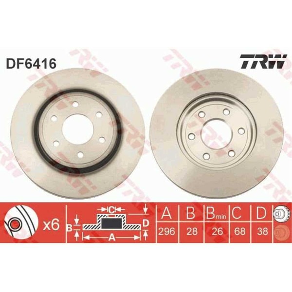 TRW 2X Bremsscheibe Vorne 296 BelüFtet FüR Nissan NP300 Navara DF6416-image