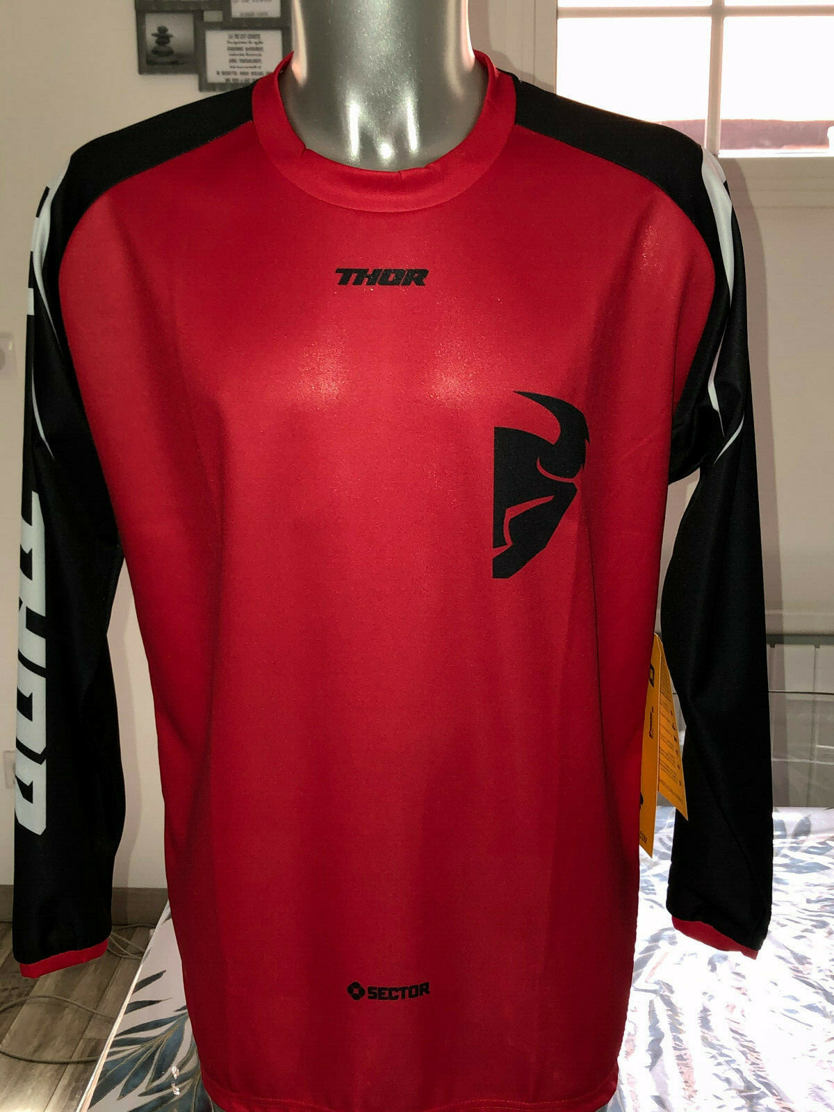 Tee shirt motocross THOR rouge respirant et anti-friction pour le cross