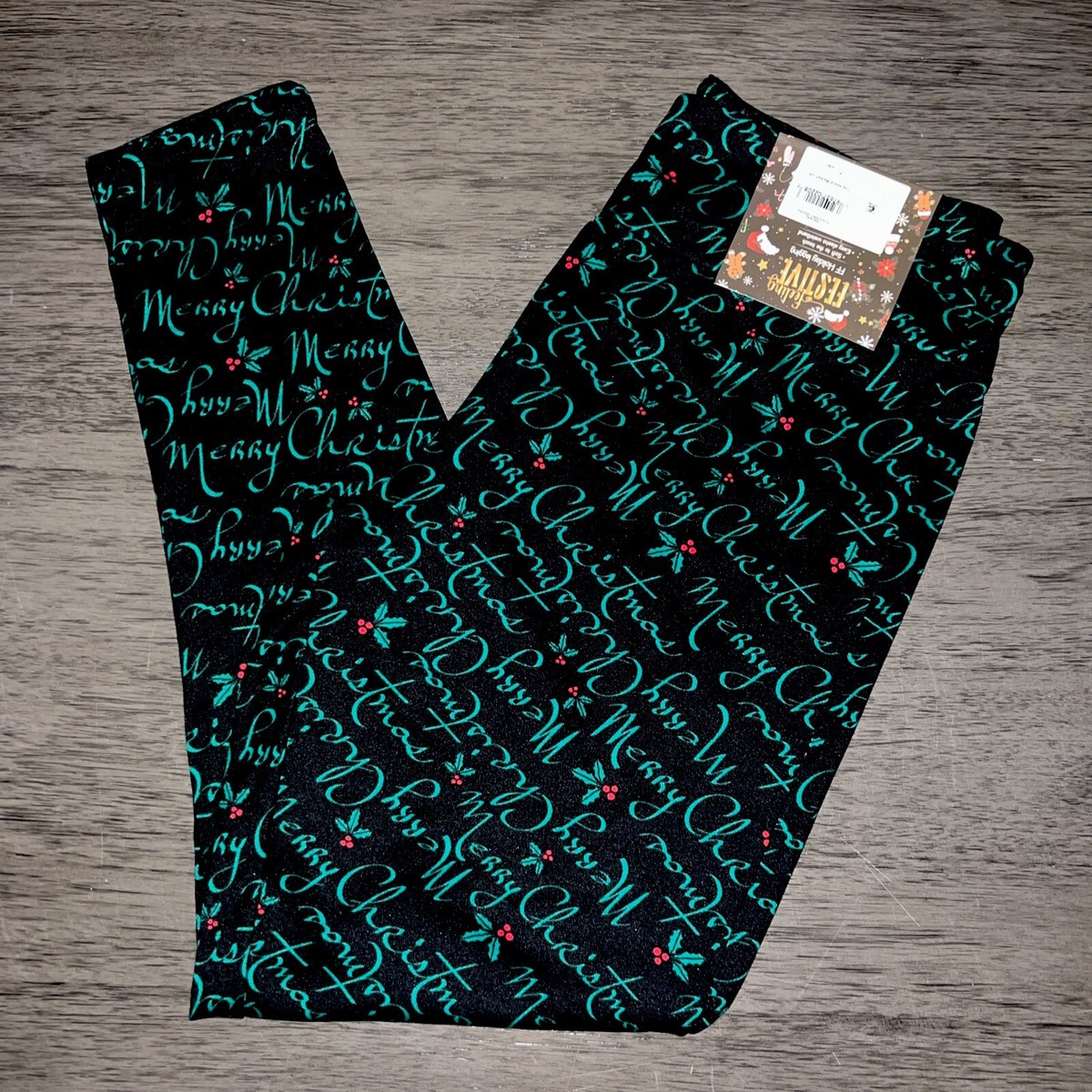 Feeling Festive Women's Plus Christmas Holiday Legging Holly Sz 0X