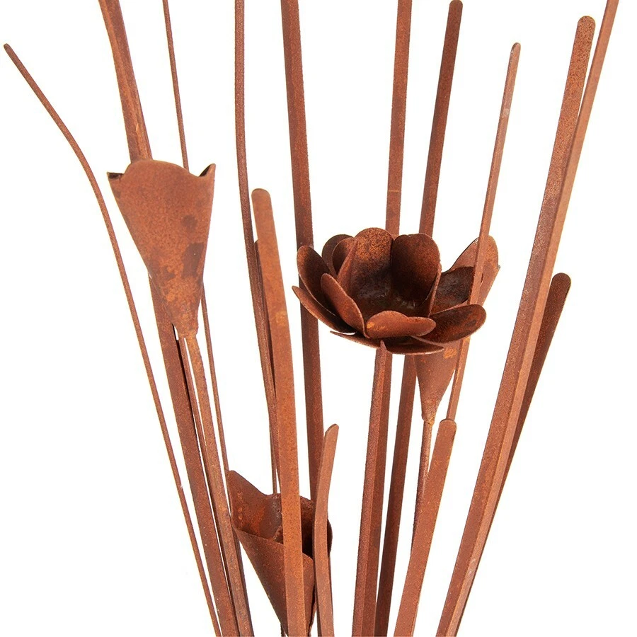 Rustic Metal Grass & Flower Plant Garden Art Ornament Sculpture Rust Colour 50cm - image 3 of 4