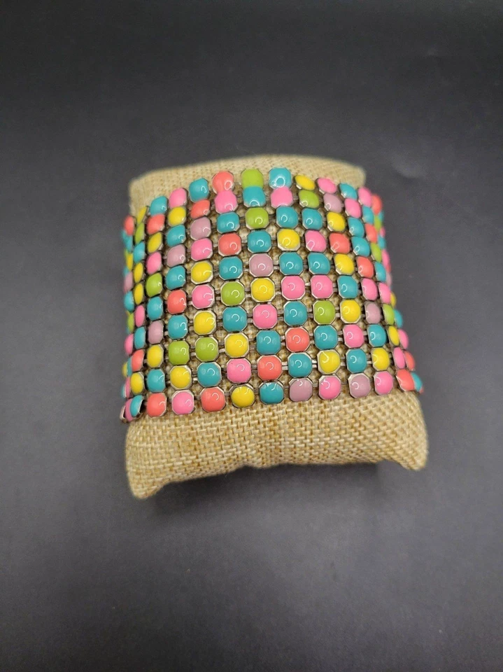 Pulsera de malla firmada multicolor vintage NOIR Foto 2 de 4