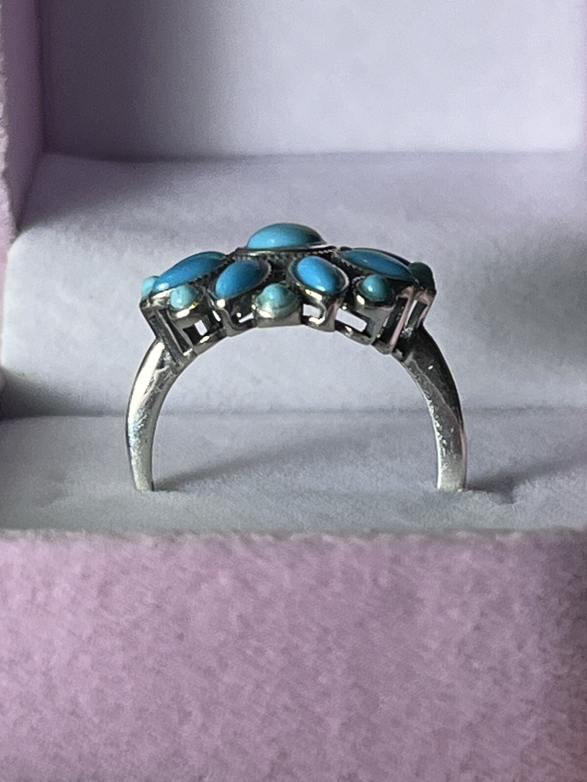 Turquoise Sterling Silver Adjustable Ring - image 2