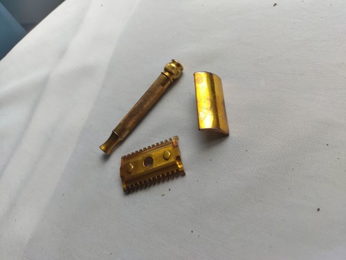 Nice Gillette 1931-1935 Goodwill DE Safety Razor w/Ball End Gold Tone - Picture 7 of 12