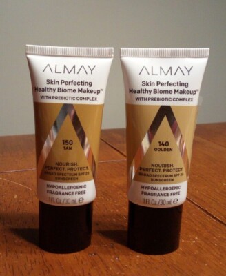 Almay Skin Perfecting Biome Foundation Prebiotic Complex 150 Tan or 140 Golden