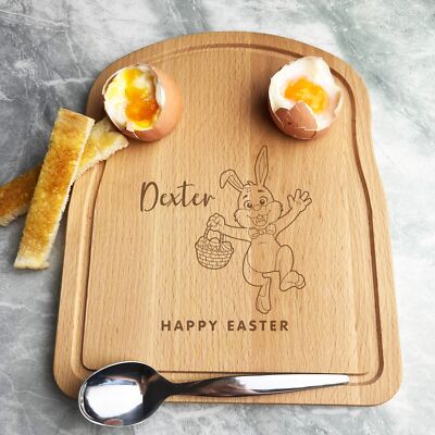 Osterhasen Korb personalisiert Geschenk Brot Eier Toast Frühstück Servierbrett