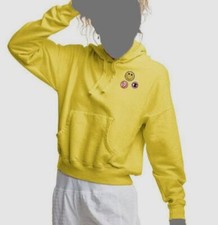 50 Champion Women's Yellow Drawstring Ribbed Cuffs Hoodie Size S