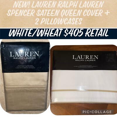 New! Lauren RalphLauren Spencer Sateen Queen Duvet Cover +2 Pillowcases Wheat 