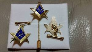 Masonic lapelpin set Gilt Airborne Square Compass Cufflink Tieslide Army