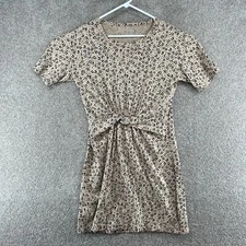 Aerie Women's Dress Size Medium Beige Animal Print Short Sleeve Pullover