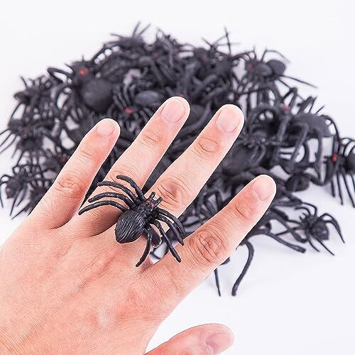 60 Pieces Realistic Plastic Spiders Black Fake Spider Toys and Spider Rings - Picture 5 of 8