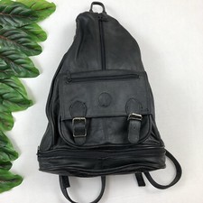 Black Leather Travelers Triangle Backpack
