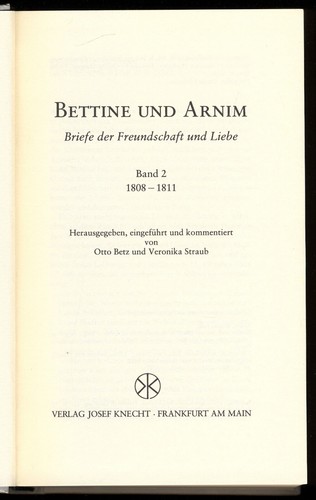 BETTINE UND ARNIM–Briefe 1806–1811★2 Bände mit SU★Knecht Verlag 1986/87★S. GUT++ - Bild 11 von 12