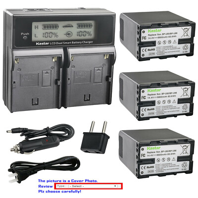 Kastar Battery LCD Dual Fast Charger for Sony BP-U60 U66 BC-U1 U2 & Sony PMW-EX1