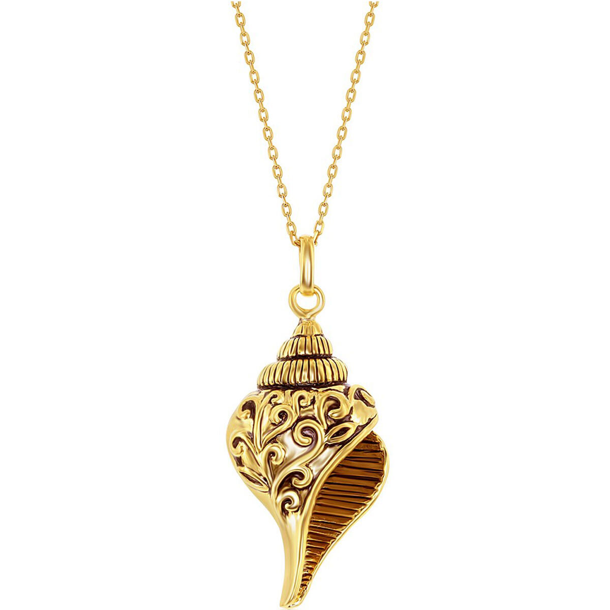 アクセサリーその他 Shells Pendant Necklace Classic Unisex Pendant with Chain Gold Plated Fancy Oxidized