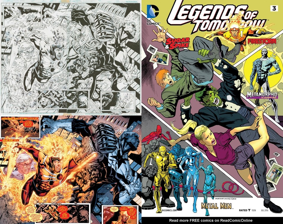 Gerry Conway Firestorm Legends of Tomorrow #3 Original Art Double Page Splash Comic Art