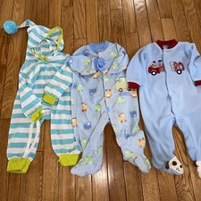 Lot of Baby Boy Fleece/Cotton Footed Pajamas Sleepwear PJ  3-6 Months