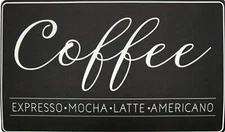 Anti-Fatigue Non Slip PVC Kitchen Floor Mat (18"x30") COFFEE TYPES ON BLACK, HL