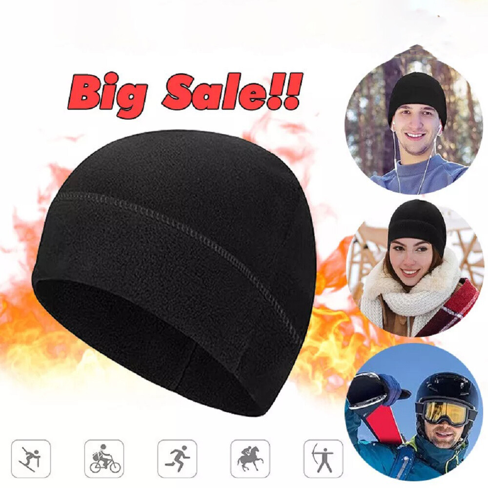 Windproof Fleece Skull Cap Beanie for Running Men Women Winter Warm Hat