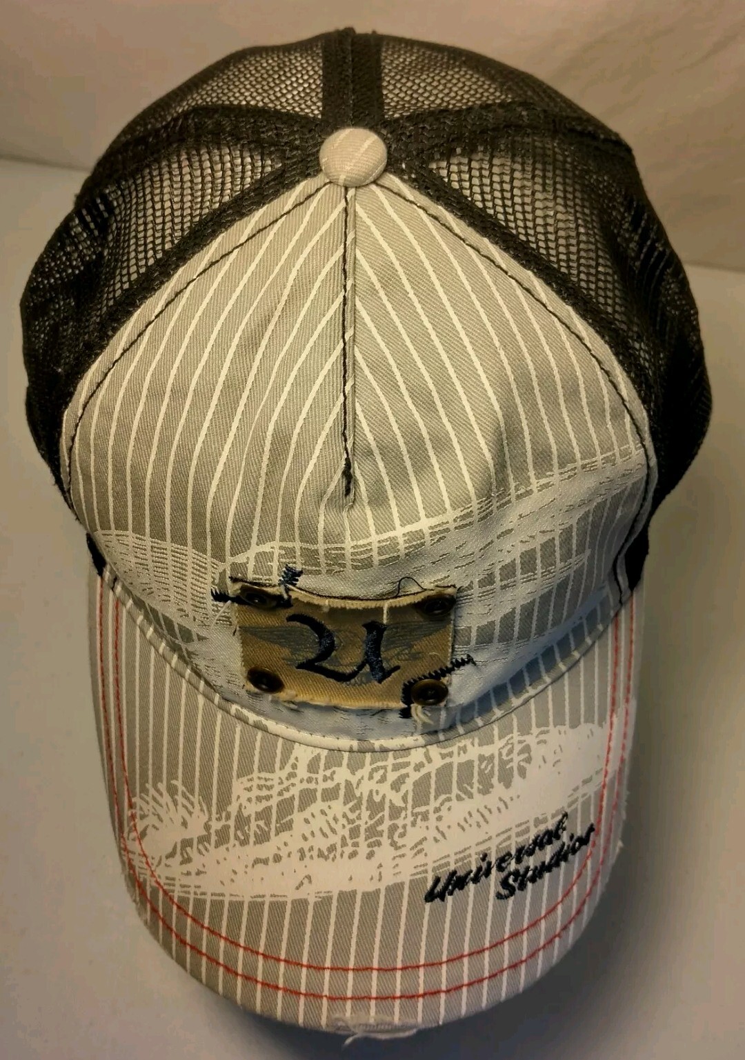 Universal Studios Cap Hat Gray Stripe Mesh Snap B… - image 4