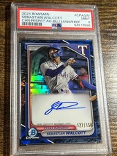 SEBASTIAN WALCOTT 2024 Bowman Chrome Blue Lunar Refractor Auto /150 #CPASW PSA 9