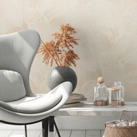 Vliestapete Blattmuster Illustration Tropisch Beige Creme 38663-3 (3,73€/1Qm)