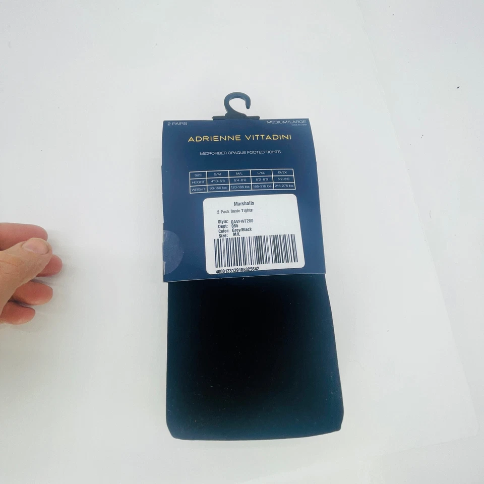 Pantimedias Adrienne Vittadini Legwear Negras/1#Gris Par M L Grandes Medianas Foto 3 de 4