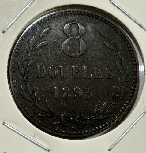 1893 Guernsey 8 Doubles Coin