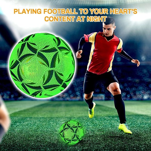 New Reflective Soccer Ball Night Glow in the Dark Football For Training Xmas Gif - Picture 1 of 19