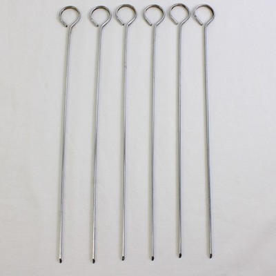 Unbranded Lot of 6 14in Metal Barbeque Cooking Skewers
