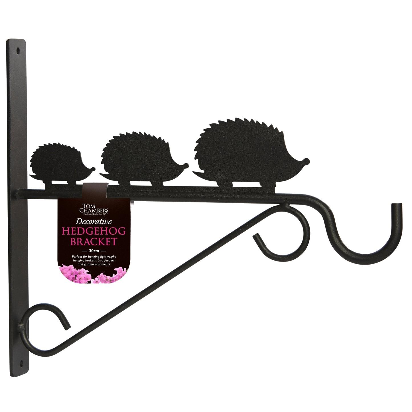 Hanging Basket Bracket Heavy Duty Metal Garden Wall Mount Hook Hedgehogs 30cm