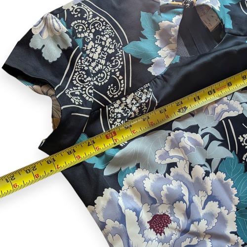 Abito vintage Sears moda hawaiana Qipao Peekaboo floreale tubino alla caviglia M/L - Foto 7 di 10