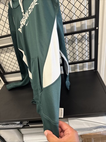 Nike Therma-Fit Fleece Michigan State Spartans Green Hoodie Mens L EUC - Picture 4 of 10