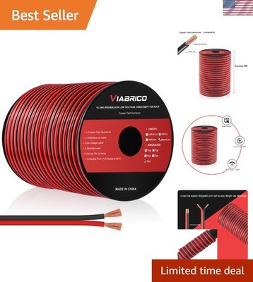 Durable 50FT 16AWG Wire - Moisture-Resistant PMV Insulated Copper Clad Aluminum