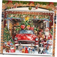 Christmas Garage Door Banner 7x8 Ft Red Truck Christmas Garage Door