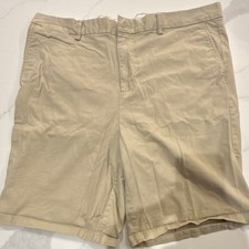 Old Navy Men s Slim Fit Built-In Flex Beige Chino Shorts, Cotton Flat Front Zip