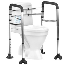 Toilet Safety Rails, Stainless Steel Adjustable Toilet Frame with Soft Handle...
