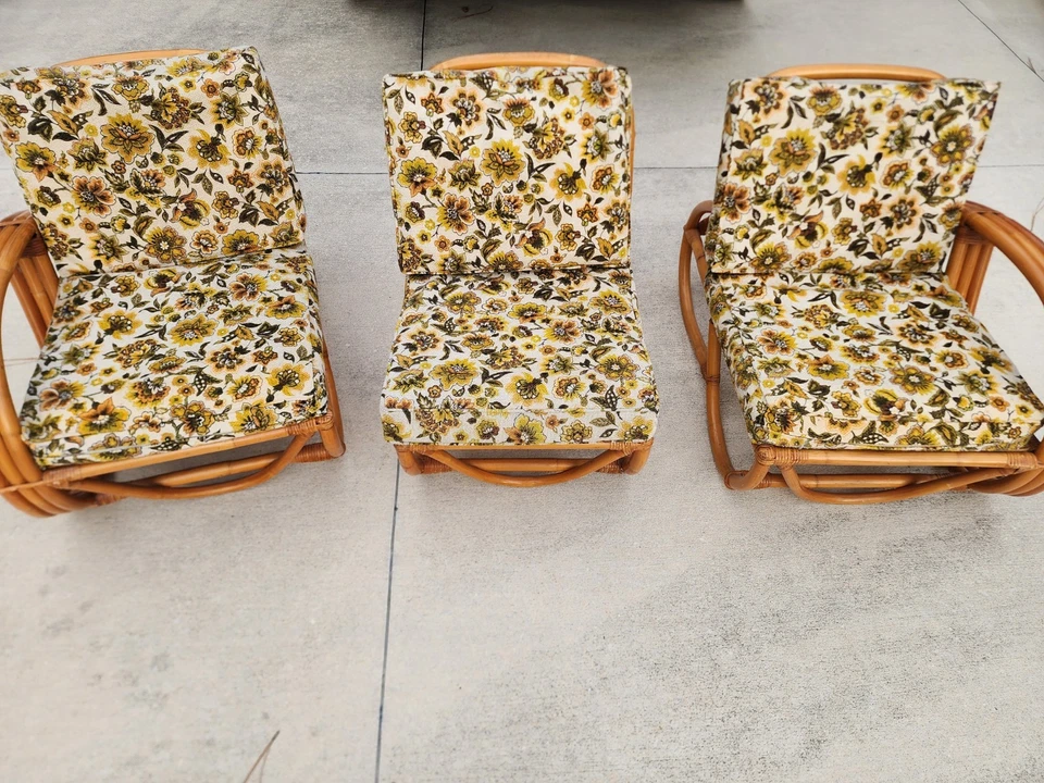 Sofá vintage de mimbre/bambú Foto 3 de 4